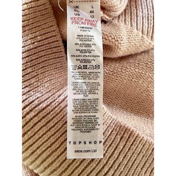 Topshop Oversized Minimalist Turtleneck Sweater Blush Pink Size L US 12 - Picture 5 of 5